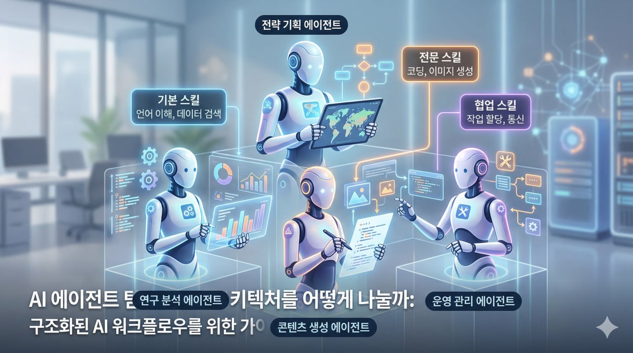 AI 에이전트 팀과 스킬 아키텍처를 설명하는 대표 이미지